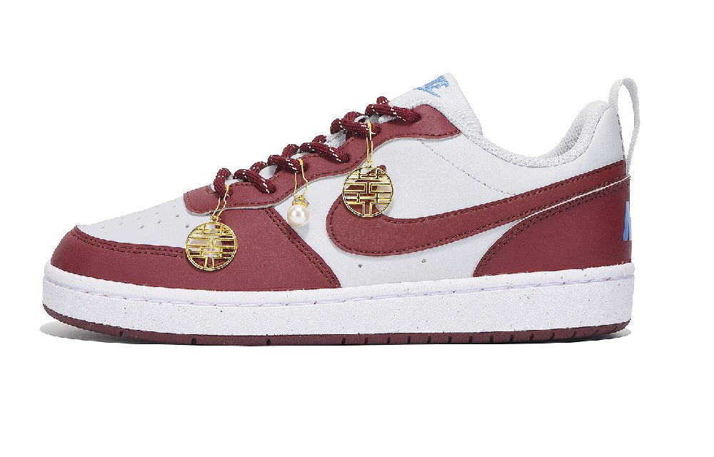Nike Court Borough Anti Slip Wear Resistant Low Top Skateboard Shoes Women's Red White