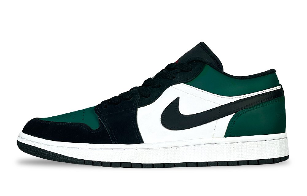 Jordan Air Jordan 1 Reverse Black Green Abrasion Resistant Low Top Vintage Basketball Shoes Unisex Green