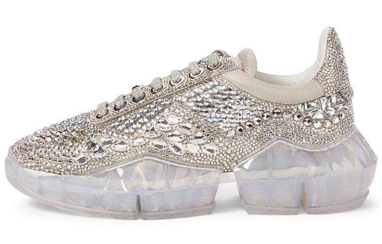 Jimmy Choo Diamond F Low Top Sports Casual Shoes Women's Silver