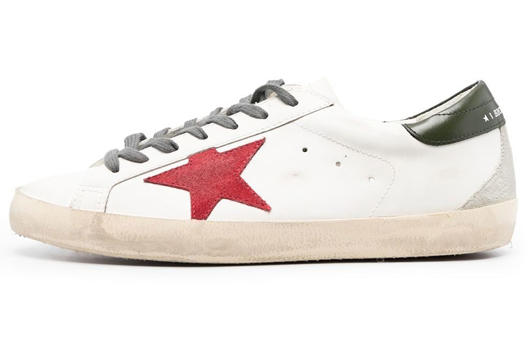 Golden Goose Super-Star Low-Top Stylish Skateboarding Shoes Men's White Red Vintage Version