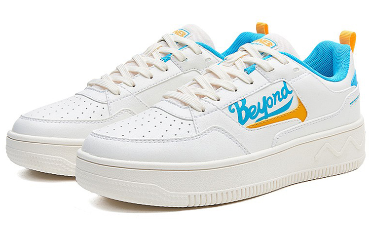 361° Slip Resistant And Breathable Low Top Skateboard Shoes Women's White Blue Yellow