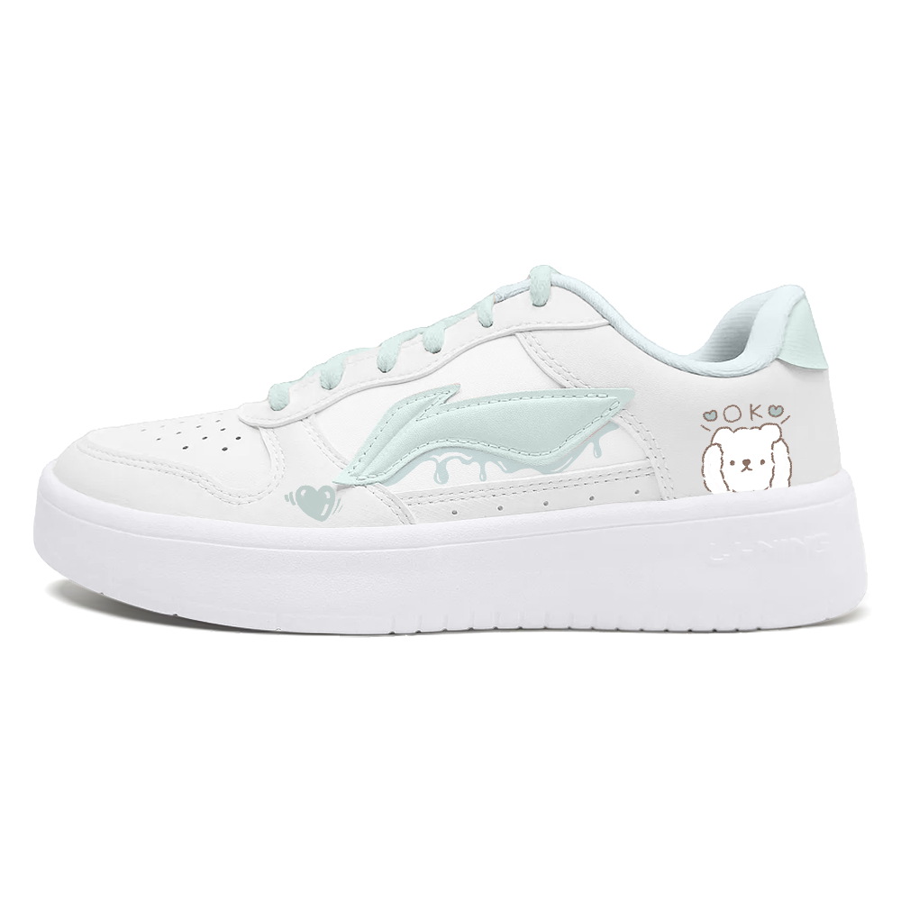 LiNing Pontoon Boats Anti Slip Wear Resistant Low Top Skateboard Shoes Women's White Green