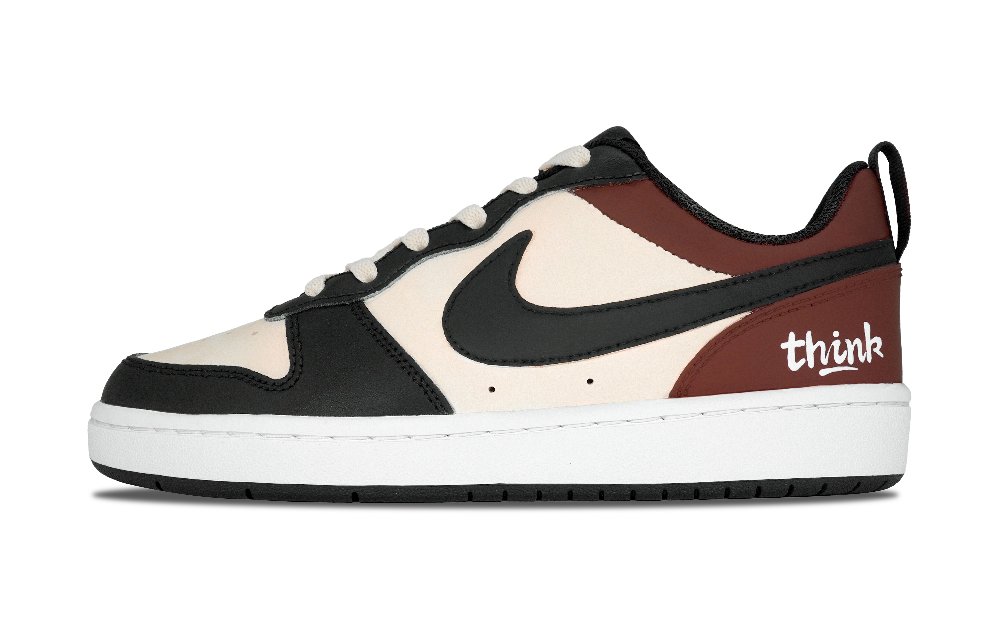 Nike Court Borough 2 Red Tide Avant-Garde Non-slip Lightweight Low-Top Skateboard Shoes GS Beige White Red Black