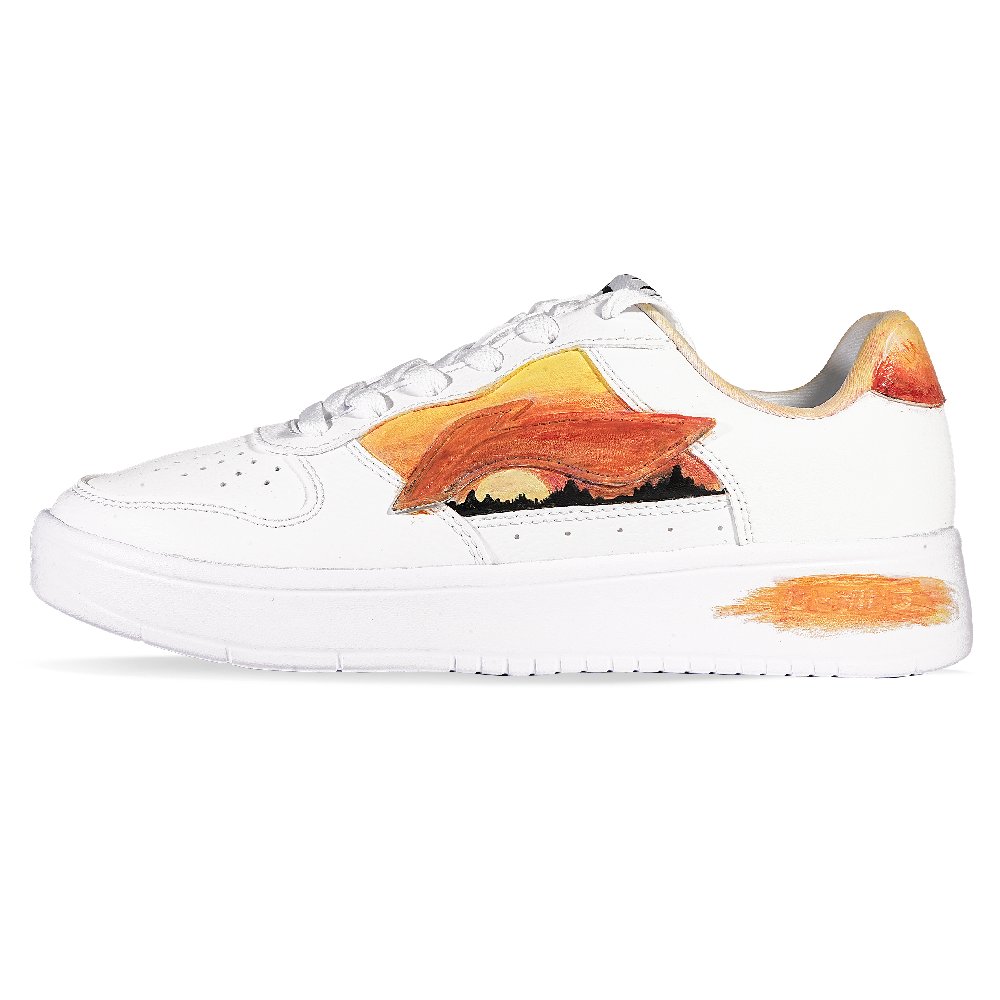 LiNing Pontoon Boats Slip Resistant Cushioning Abrasion Resistant Low Top Skateboard Shoes Unisex White