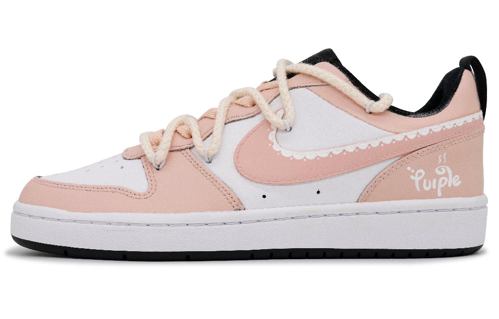 Nike Court Borough Peachy Pink Dream Non-slip Lightweight Low-Top Skateboard Shoes GS Pink