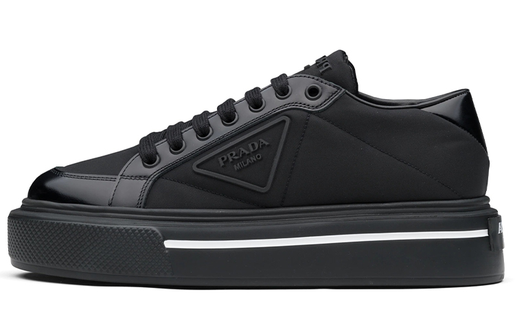 PRADA Macro Re nylon And Brushed Leather Sneakers 'Black' Women's