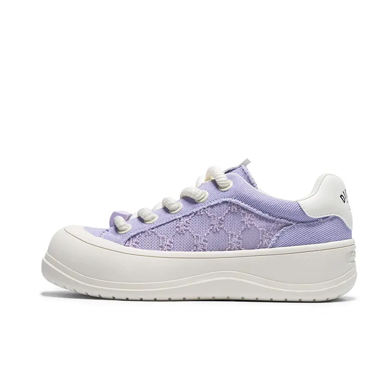 Dickies Anti-Slip Wear-Resistant Breathable Lightweight Height Increasing Low-Top Canvas Shoes Women's Purple