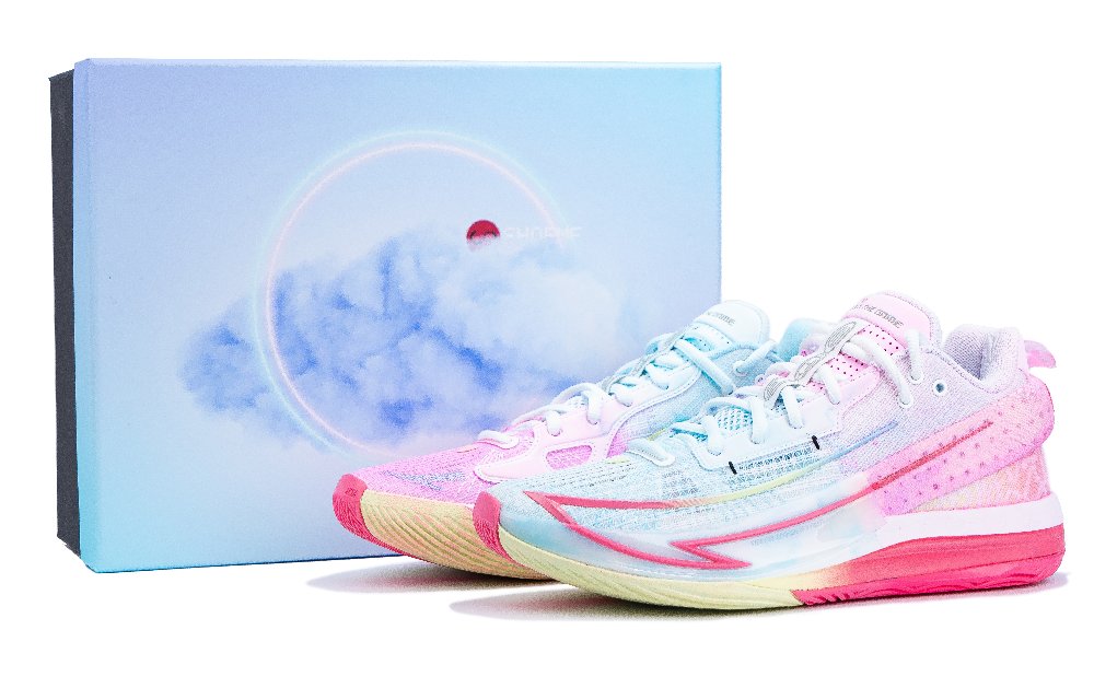 Anta Fengmang 1 Cushioning, Wear Resistant Low Top Basketball Shoes Men Blue Pink