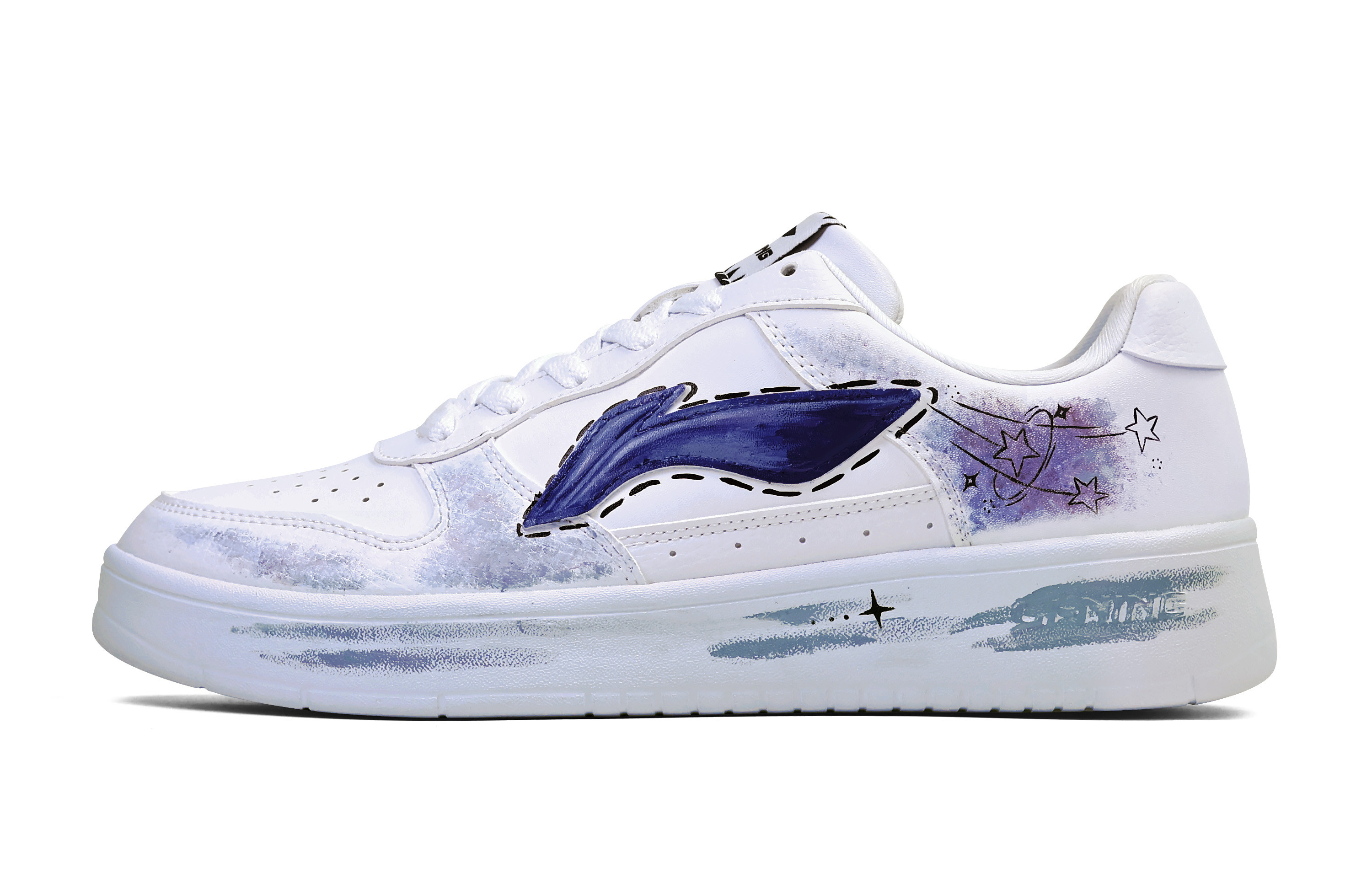 LiNing Pontoon Boats Wear resistant And Lightweight Low top Skateboard Shoes Unisex White Purple