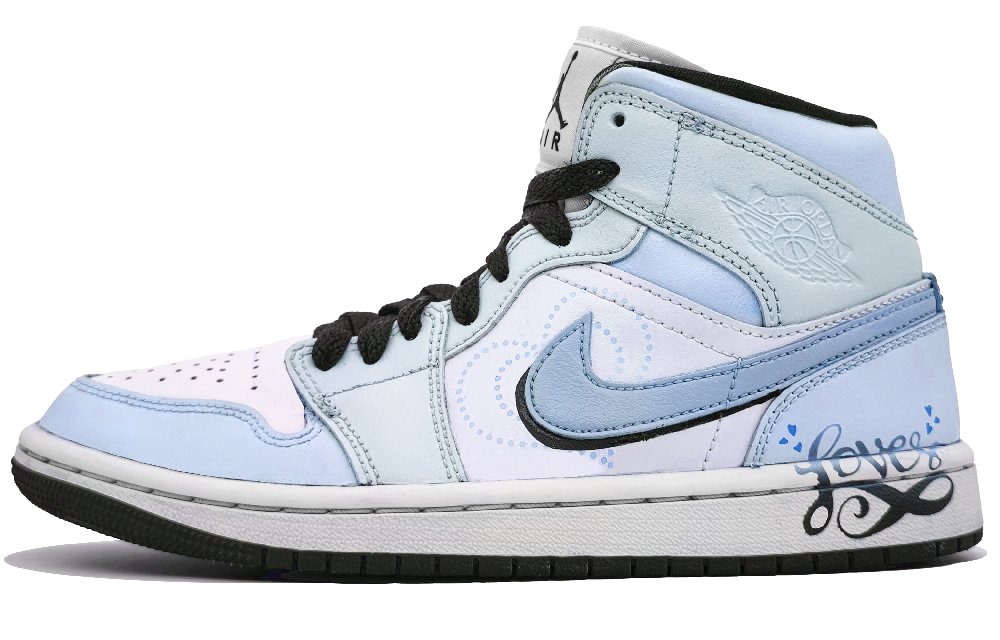 Jordan Air Jordan 1 Abrasion Resistant Mid Top Vintage Basketball Shoes Women's Sweet Blue