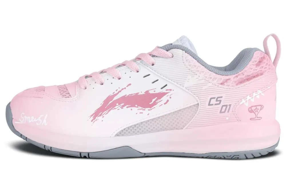 LiNing Feather Cushioning, Breathable, Lightweight Low Top Badminton Shoes Unisex Pink White