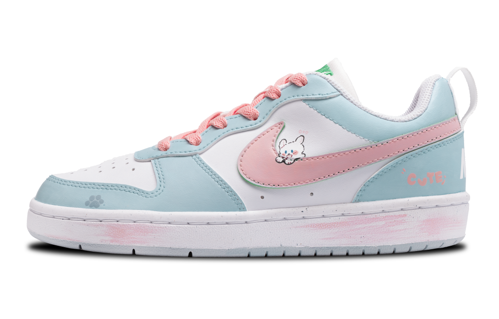 Nike Court Borough Anti-Slip Wear-Resistant Low-Top Skateboard Shoes Women's Blue Pink