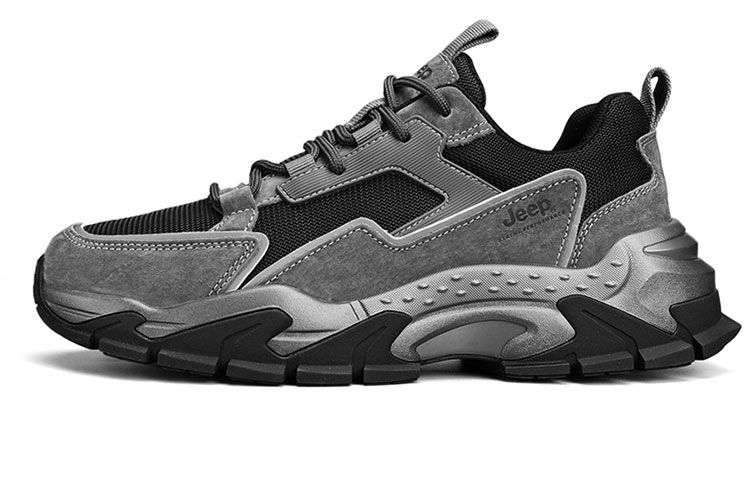 Jeep Low Top Chunky Sneakers Men's Black Gray