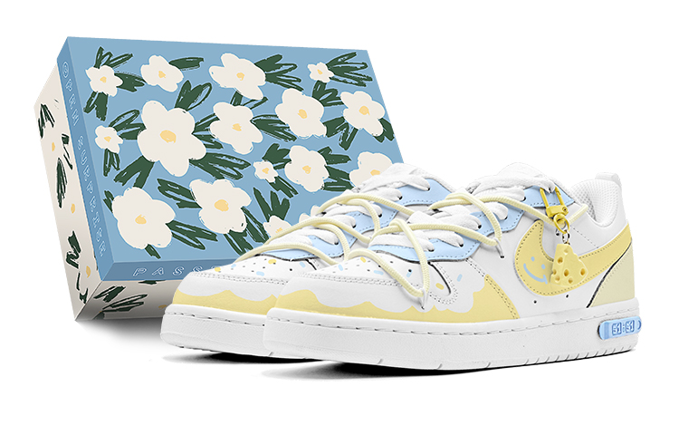 Nike Court Borough Low top Skateboard Shoes GS Blue Yellow