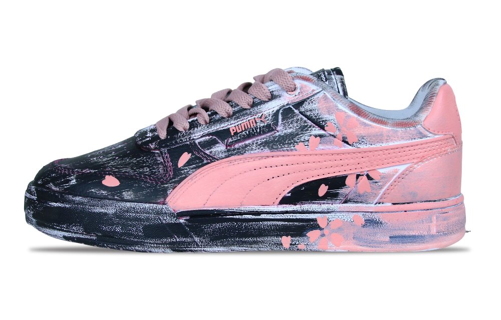 PUMA Caven Dime Thorns Rose Anti-Slip Wear-Resistant Low-Top Skateboard Shoes Unisex Black Pink