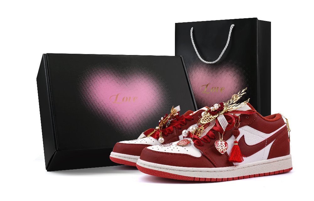 Jordan Air Jordan 1 Abrasion Resistant Low Top Vintage Basketball Shoes Unisex Dark Red