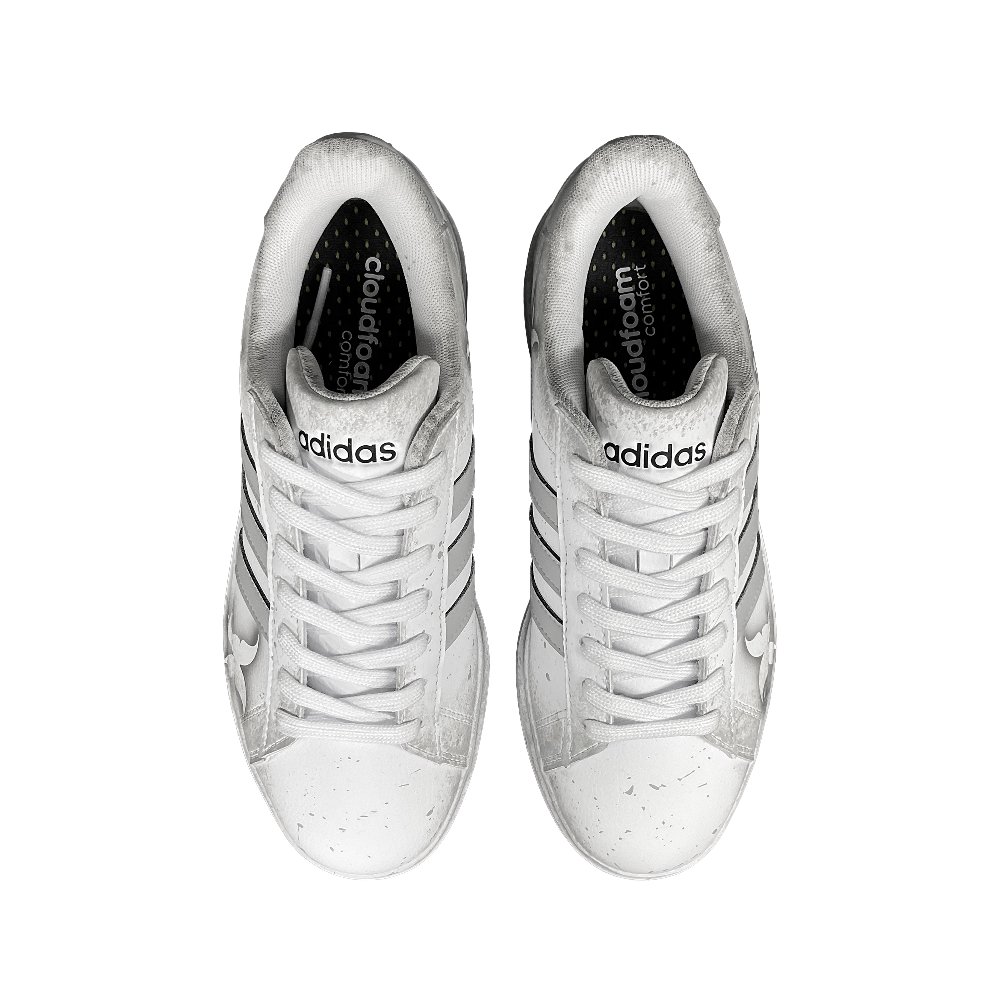 Adidas Neo GRAND COURT Tower Rabbit Anti Slip Wear Resistant Low Top Skateboard Shoes Unisex Light Gray