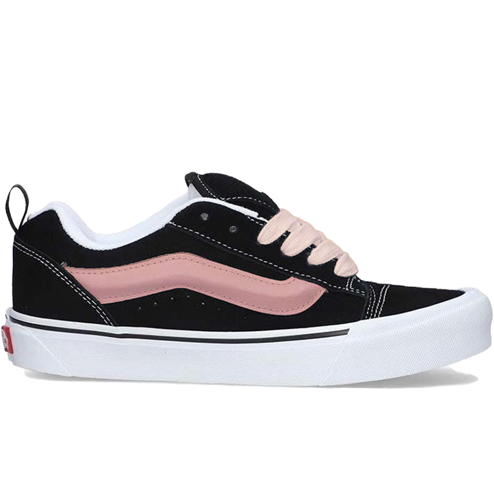 Vans Knu Skool Moldy Black Pink Abrasion Resistant Low top Puffy Shoes, Chunky Sneakers Unisex Black White