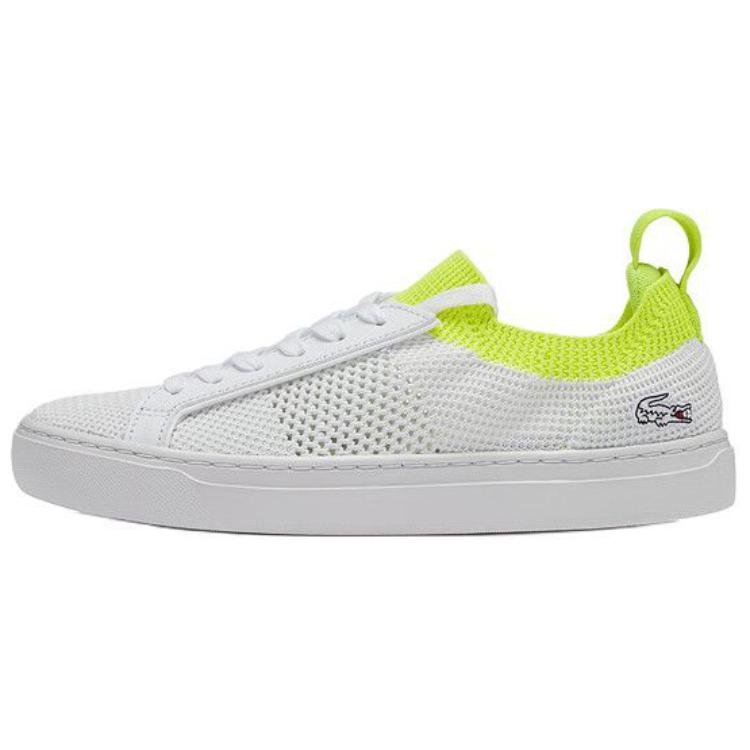 LACOSTE Breathable Low-Top Skateboard Shoes Women's White Yellow