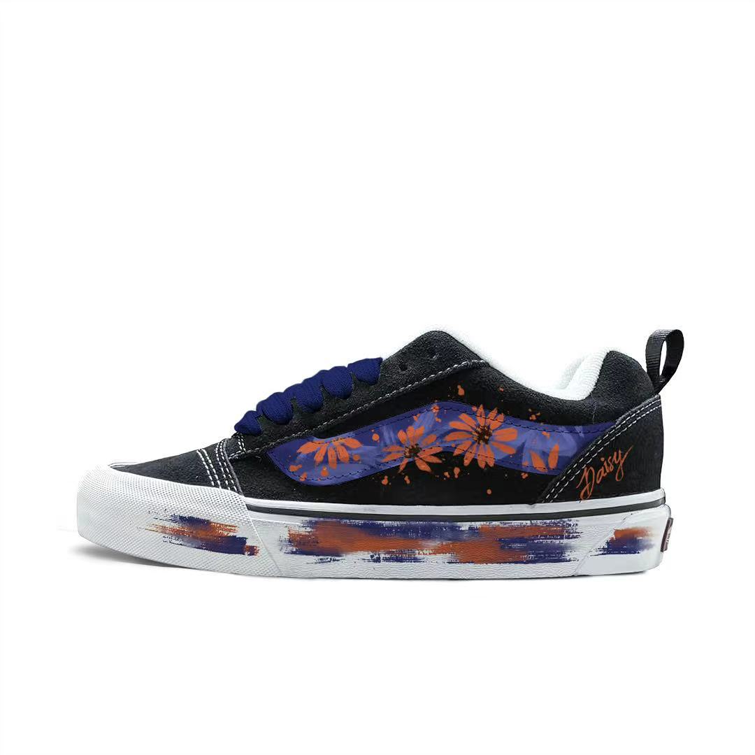 Vans Knu Skool Abrasion Resistant Low top Skateboard Shoes Unisex Blue Black Orange