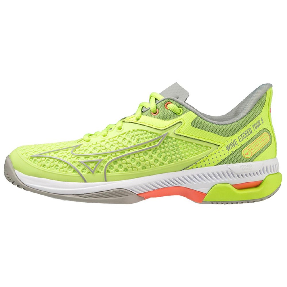 Mizuno Wave Exceed Tour 5 Cushioning, Wear Resistant Low Top Tennis Shoes Women's Lime Green