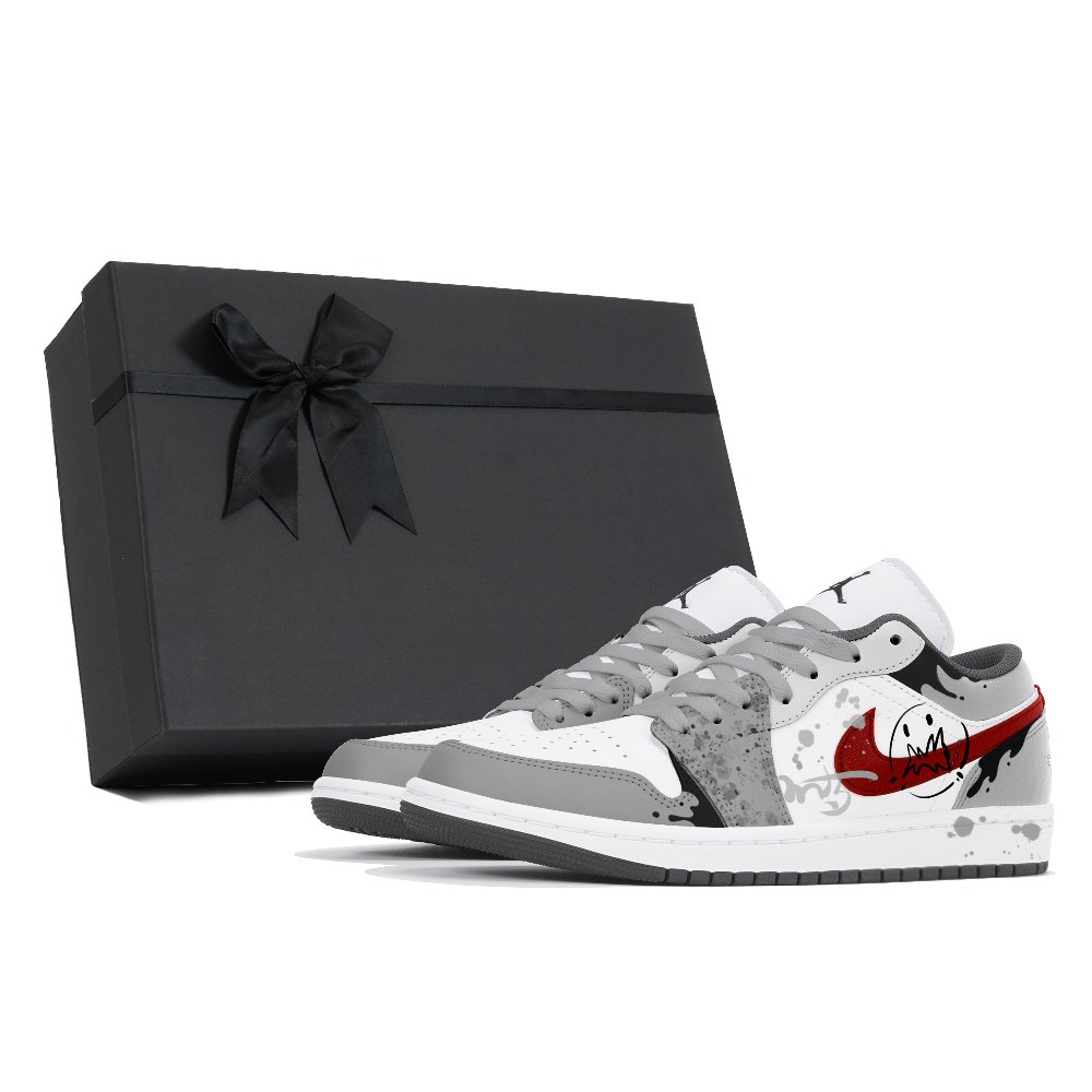 Jordan Air Jordan 1 Dust Low Evil Fun, Box Abrasion Resistant Low Top Vintage Basketball Shoes Men's Gray