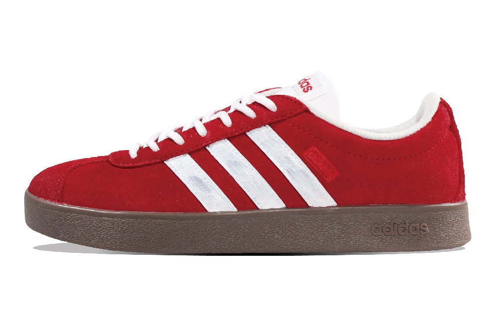 Adidas VL COURT 2.0 Crimson Street Wear resistant And Lightweight Low Top Skateboard Shoes Unisex Red White