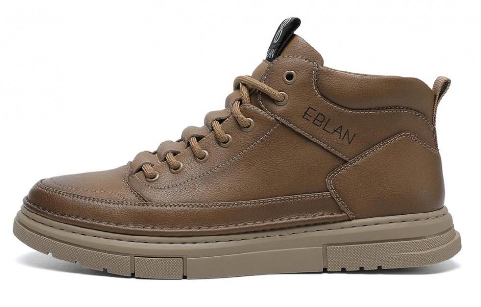 EBLAN Skateboard Shoes Men High-Top Brown