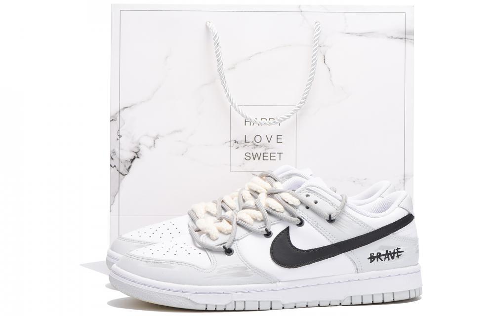 Nike Dunk Chestnut Slip-Resistant Coverage Low-Top Skateboard Shoes Unisex Gray White Black