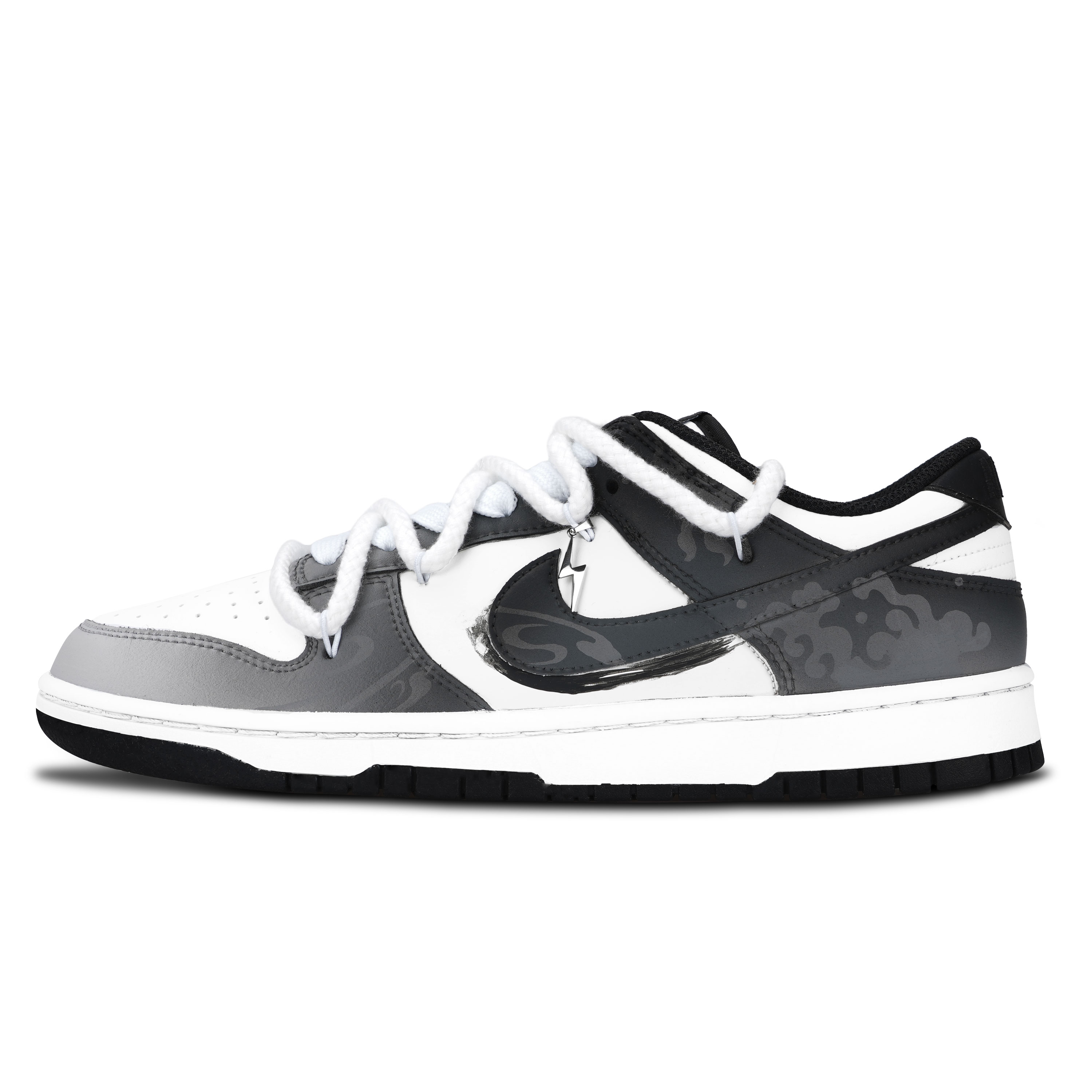 Nike Dunk Black White, Ink Drift Cloud Peak Abrasion Resistant Low top Skateboard Shoes Unisex Gray
