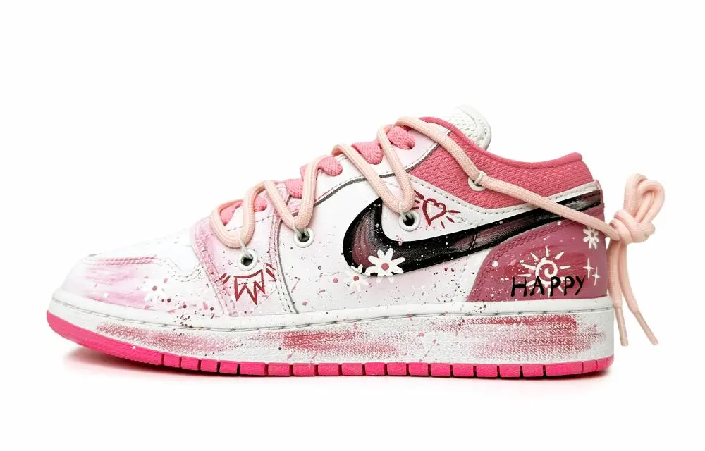 Jordan Air Jordan 1 Low Vintage Basketball Shoes GS Pink White