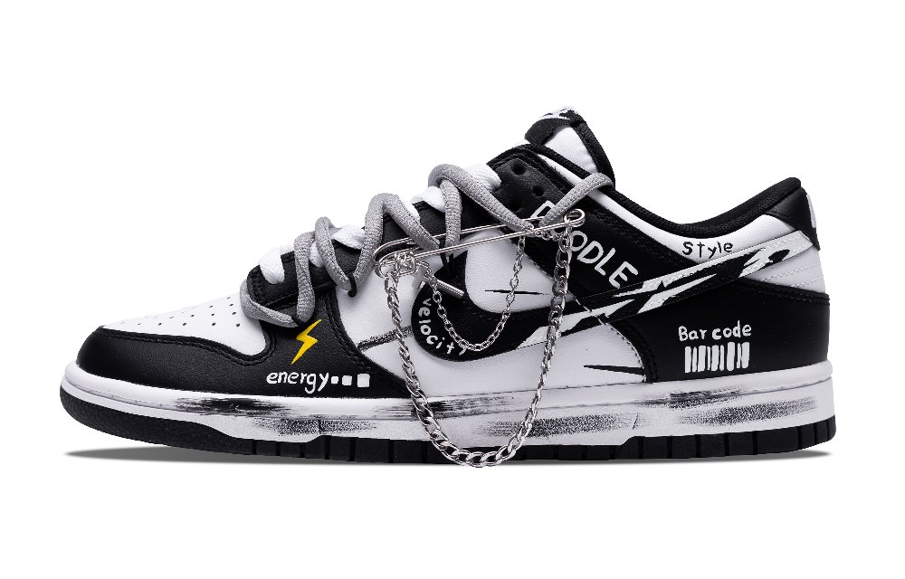 Nike Dunk Energy Slip-Resistant Quick-Drying Wear-Resistant Low-Top Skateboard Shoes Unisex Black White