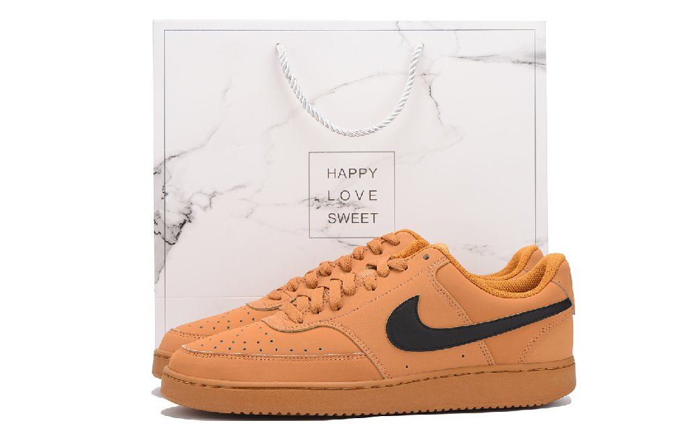 Nike Court Vision 1 Coverage Anti-Slip And Wear-Resistant Low-Top Skateboard Shoes Unisex Wheat