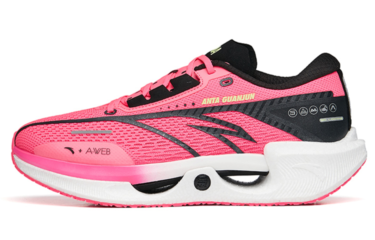 Anta Surprising Waves Nitrogen Technology Breathable Lightweight Low-Top Running Shoes Men's Pink Black
