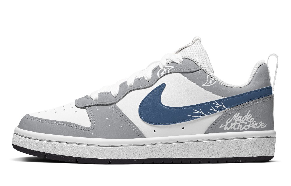 Nike Court Borough Low-Top Skateboard Shoes GS Gray Blue