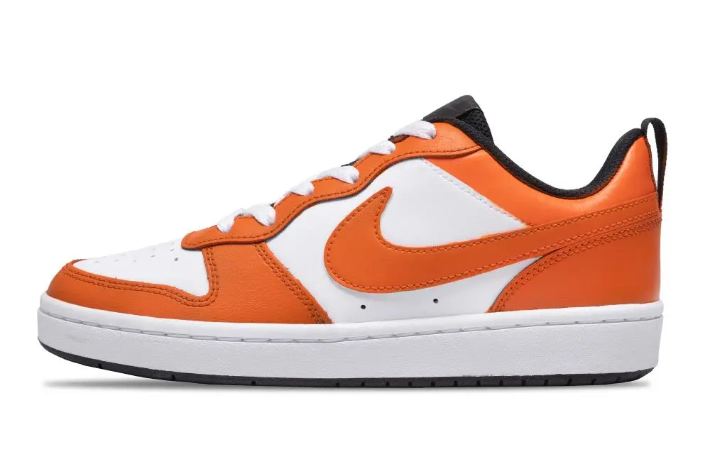 Nike Court Borough Anti-Slip Wear-Resistant Low-Top Skateboard Shoes GS White Orange