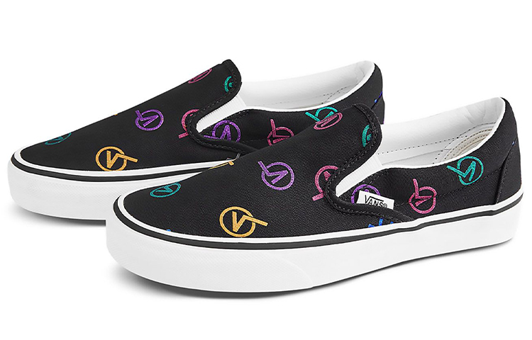 Vans Slip on Series Low Top Skateboard Shoes Unisex Black Multicolor