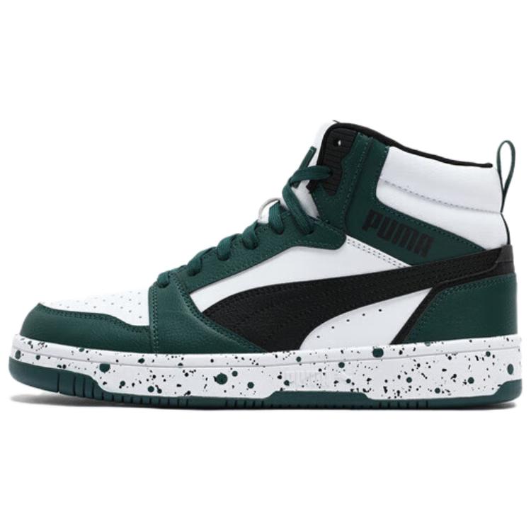 PUMA Rebound V6 Anti Slip Wear Resistant Mid Top Skateboard Shoes Unisex White Green