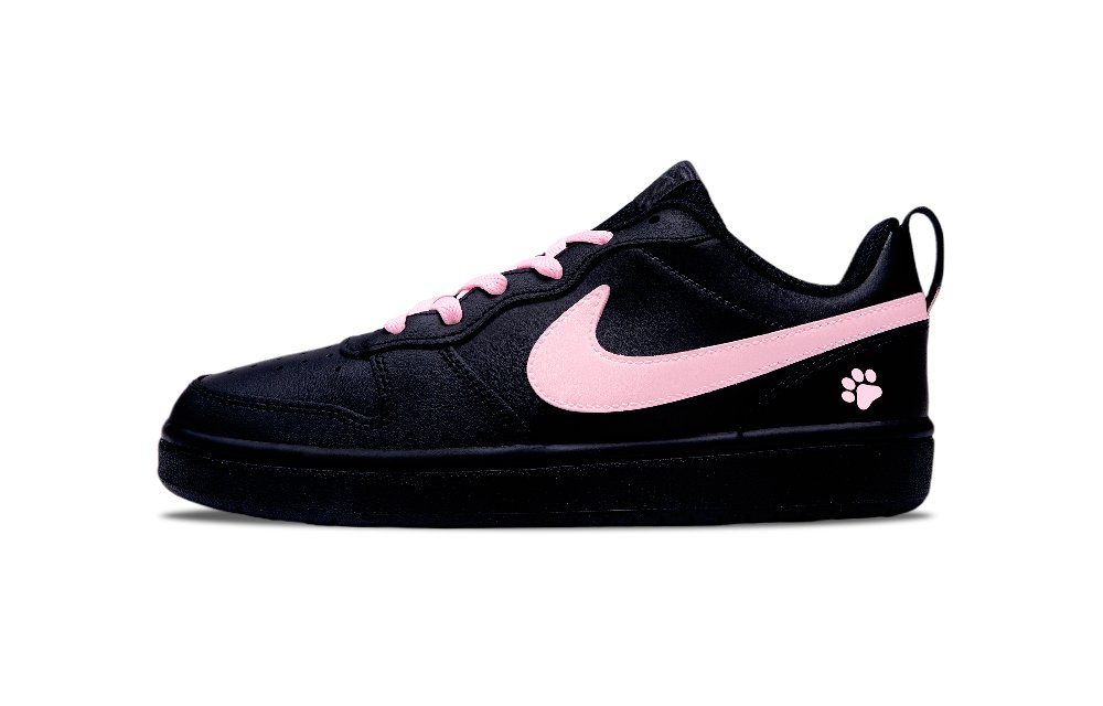 Nike Court Borough Dark Night Pink Nail Non-slip Lightweight Low-Top Skateboard Shoes GS Black Pink