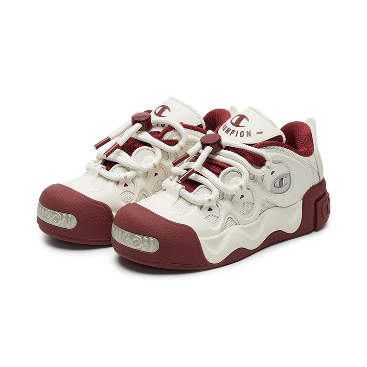 Champion Puffed Donut Low-Top Skateboard Shoes Men's Milk White/Team Red