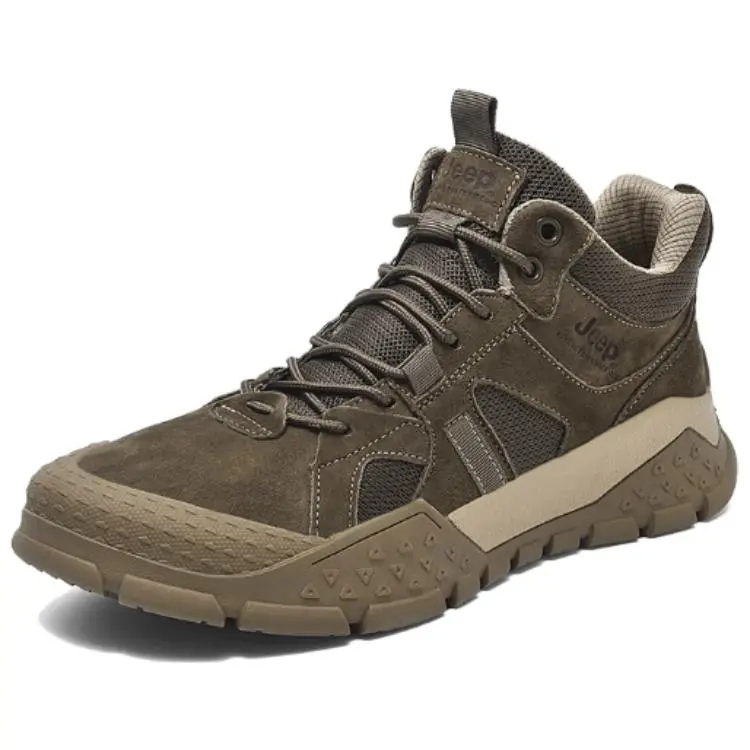 Jeep Abrasion Resistant Rebound Mid-Top Trekking Shoes Men's Khaki