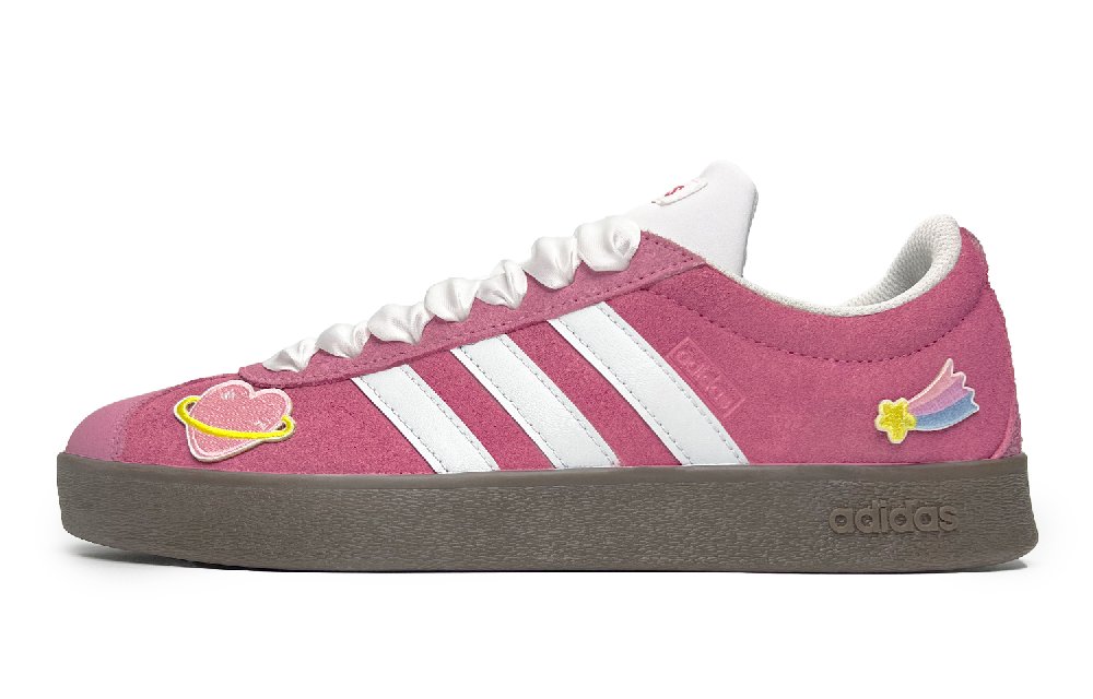 Adidas Neo Vl Court Classic Milk Cap Strawberry Anti-Slip Wear-Resistant Low-Top Skateboard Shoes Unisex Pink White