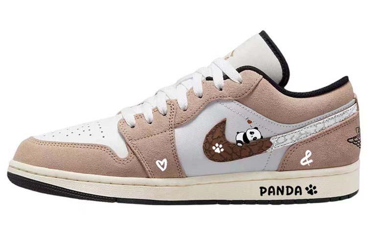 Jordan Air Jordan 1 Wear-Resistant Slip-Resistant Low-Top Vintage Basketball Shoes Men's White Brown