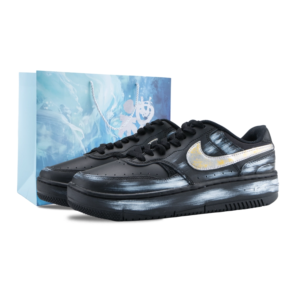 Nike Gamma Force Silver Wing Graffiti Artist Abrasion Resistant Low top Skateboard Shoes Unisex Black White
