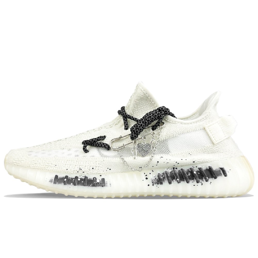 Adidas Originals Yeezy Boost 350 V2 Abrasion Resistant Low Top Casual Shoes Unisex White Black