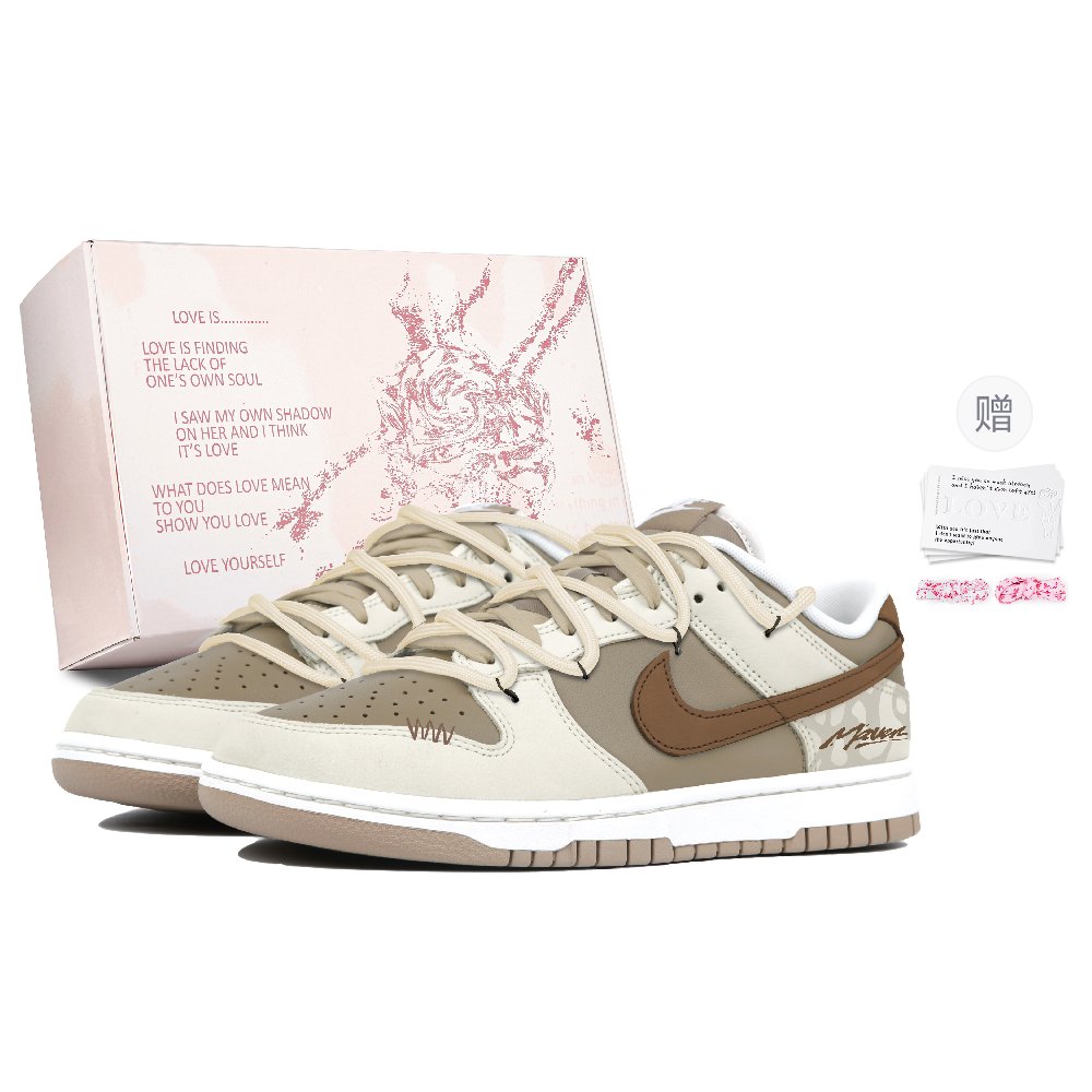 Nike Dunk Anti Slip Wear Resistant Low Top Skateboard Shoes Unisex Brown