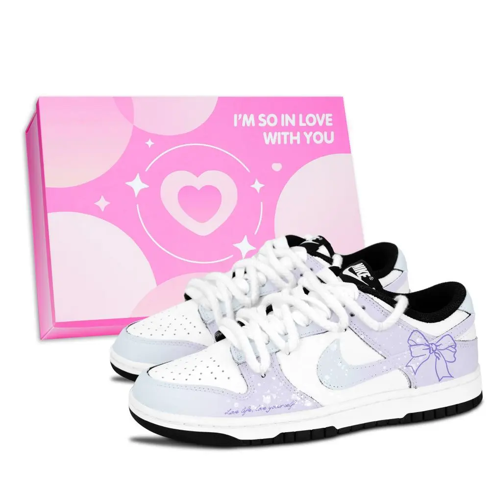 Nike Dunk Black White, Soft Purple Dream Abrasion Resistant Low top Skateboard Shoes Unisex Purple