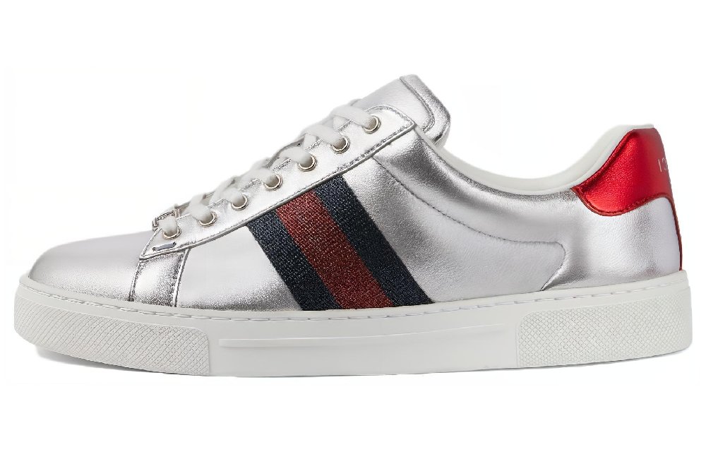 GUCCI ACE Low-Top Skateboard Shoes Women's Silver