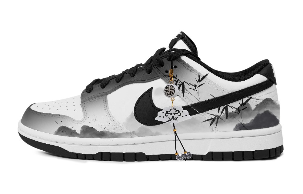 Nike Dunk Slip-Resistant Cushioning Low-Top Skateboard Shoes Unisex Black White Gray
