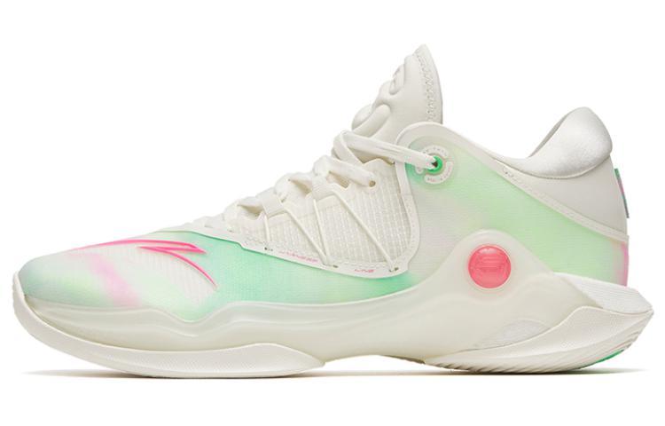 Anta Skyline 1 Anti Slip Wear Resistant Low Top Basketball Shoes Men's White Cyan Pink, Firework Color Scheme